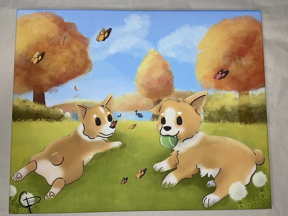 Simple Creations Corgi Digital Art on Canvas Nursery/Crib Art
